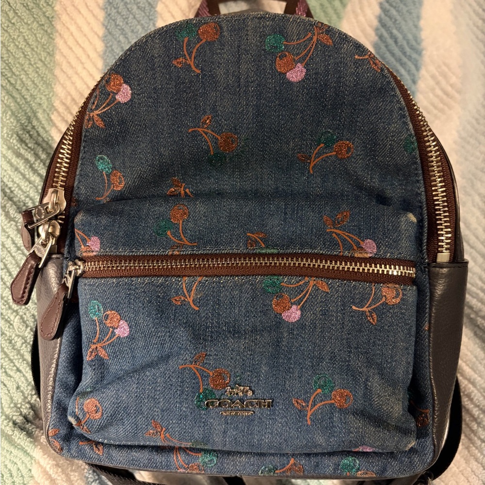 Coach Cherry and Denim Backpack
